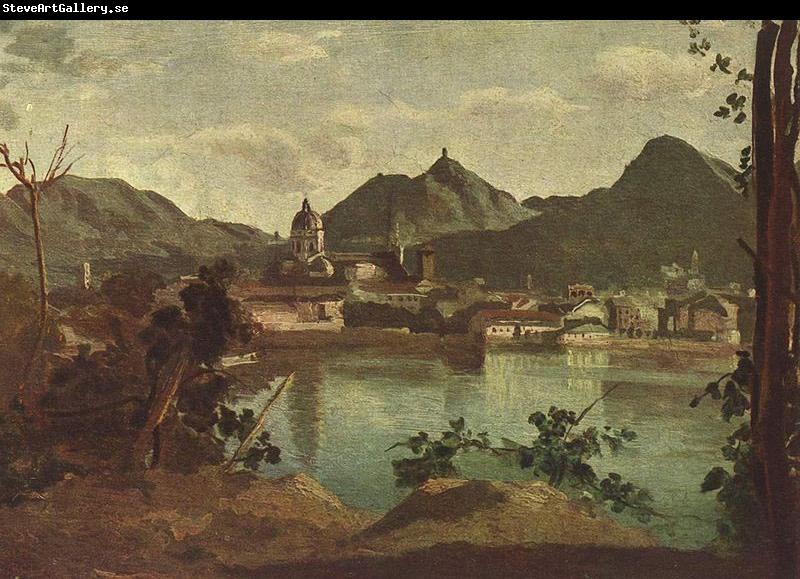 Jean-Baptiste Camille Corot Stadt und See von Como